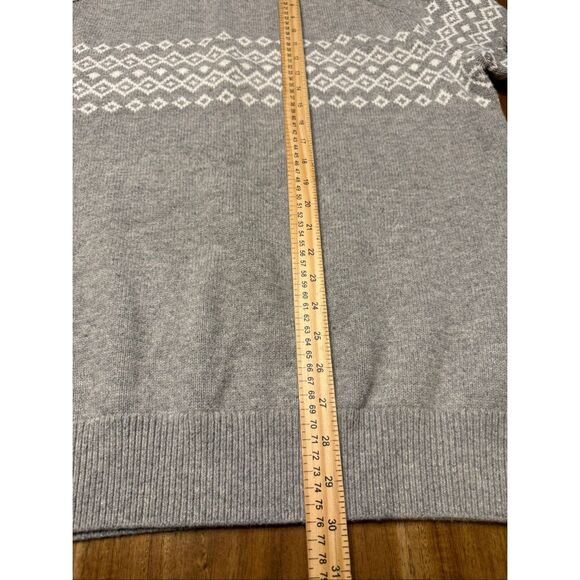 Gap Sweater Mens XL Gray Fair Isle Crew Neck Merino Wool Blend Pullover Casual - Picture 7 of 7